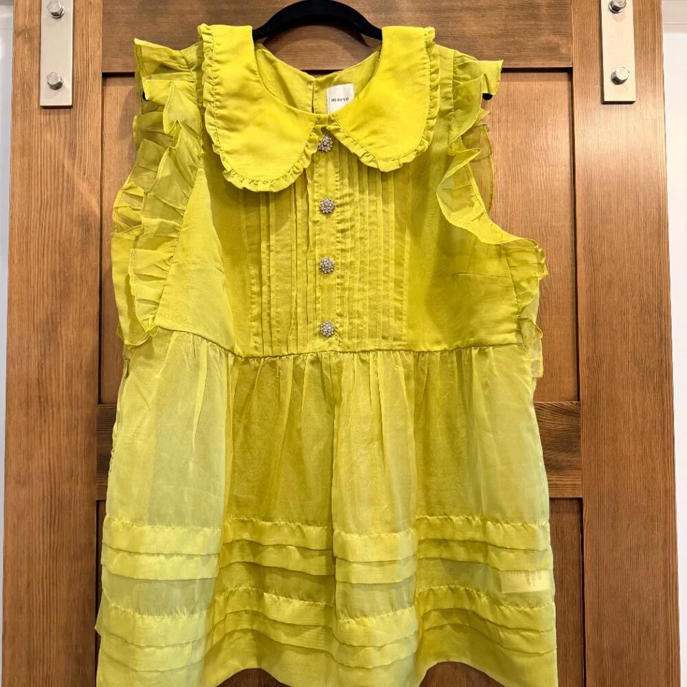 ANTHROPOLOGIE'S Maeve Peter Pan Collar Sheer Pintuck Babydoll Tank - Picture 9 of 9